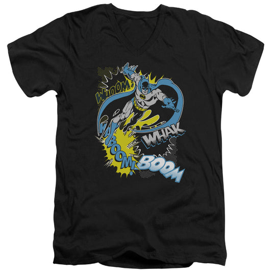 Batman Bat Effects Mens Slim Fit V Neck T Shirt Black Officially Licensed