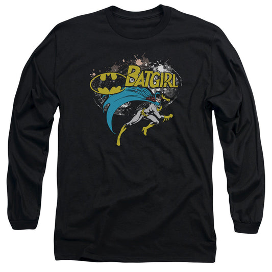 Batman Batgirl Halftone Mens Long Sleeve Shirt Black Officially Licensed
