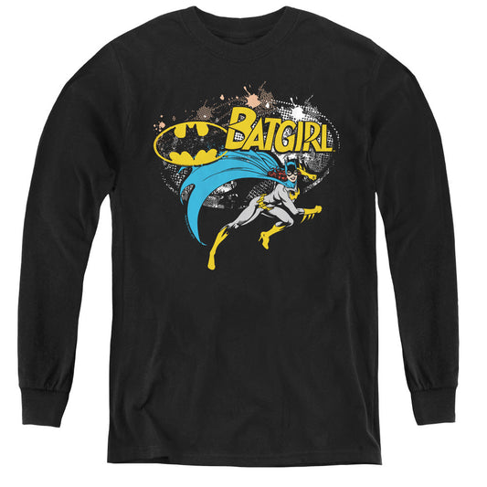 Batman Batgirl Halftone Long Sleeve Kids Youth T Shirt Black Officially Licensed