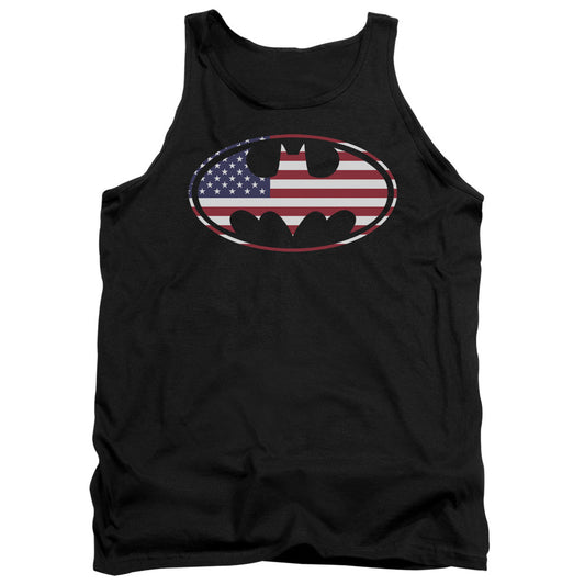 Batman American Flag Oval Mens Tank Top Shirt Black Officially Licensed
