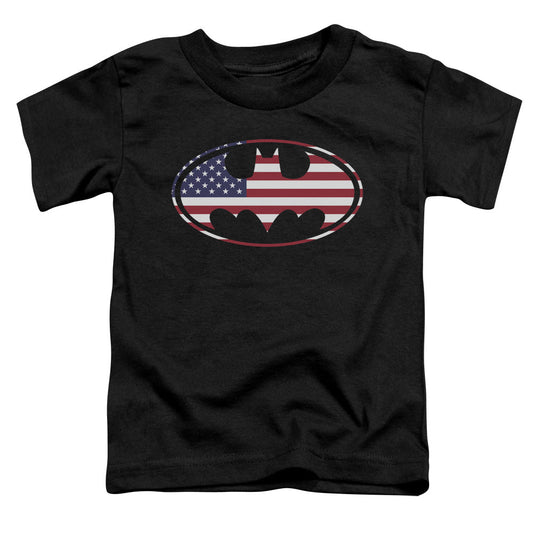 Batman American Flag Oval Toddler Kids Youth T Shirt Black Officially Licensed