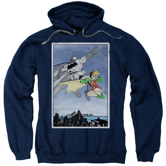 Batman Dkr Duo Mens Hoodie Navy Blue Officially Licensed