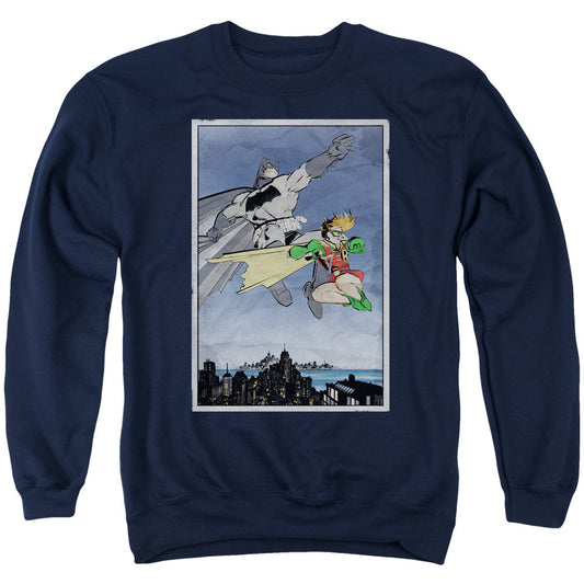 Batman Dkr Duo Mens Crewneck Sweatshirt Navy Blue Officially Licensed