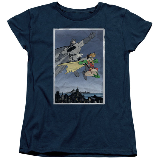 Batman Dkr Duo Womens T Shirt Navy Blue Officially Licensed