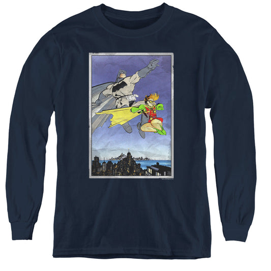 Batman Dkr Duo Long Sleeve Kids Youth T Shirt Navy Blue Officially Licensed