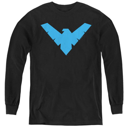 Batman Nightwing Symbol Long Sleeve Kids Youth T Shirt Black Officially Licensed