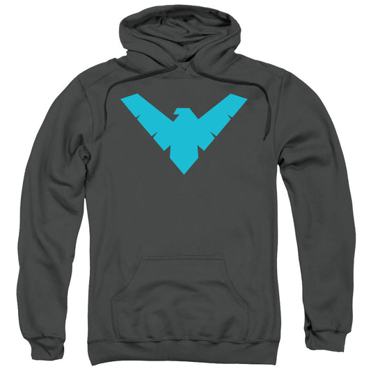 Batman Nightwing Symbol Mens Hoodie Charcoal Officially Licensed
