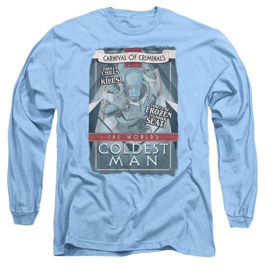 Batman Coldest Man Mens Long Sleeve Shirt Carolina Blue Officially Licensed