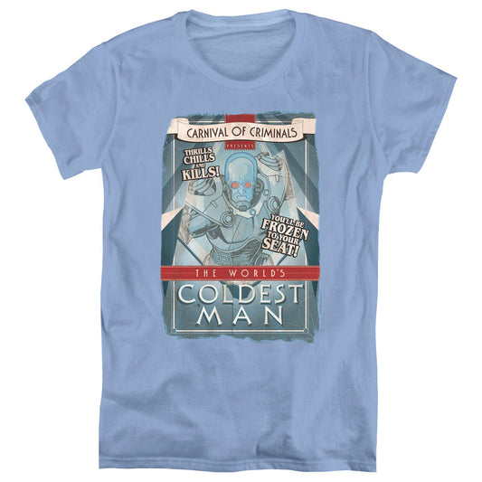 Batman Coldest Man Womens T Shirt Carolina Blue Officially Licensed