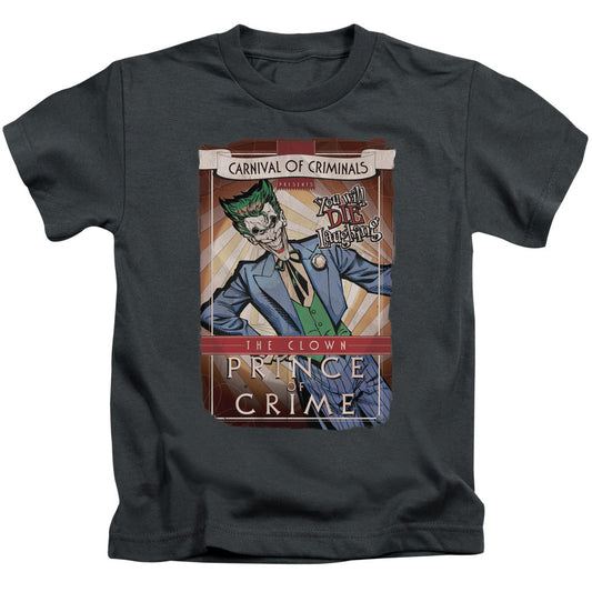 Batman Clown Prince Juvenile Kids Youth T Shirt Charcoal Officially Licensed