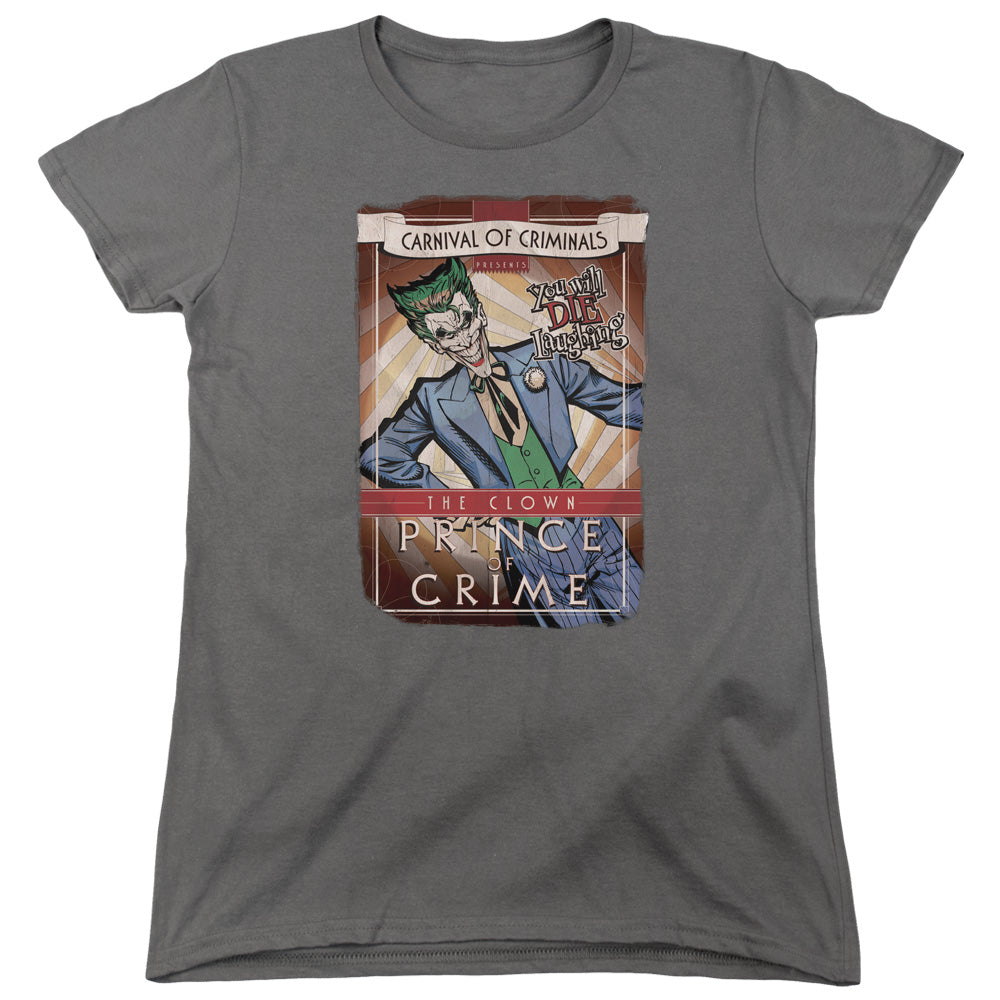 Batman Clown Prince Womens T Shirt Charcoal Officially Licensed