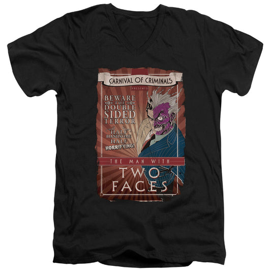 Batman Two Faces Mens Slim Fit V Neck T Shirt Black Officially Licensed