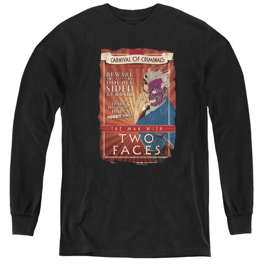 Batman Two Faces Long Sleeve Kids Youth T Shirt Black Officially Licensed