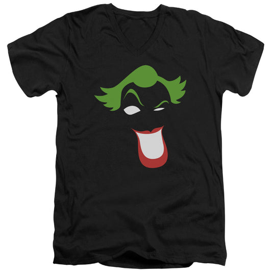 Batman Joker Simplified Mens Slim Fit V Neck T Shirt Black Officially Licensed