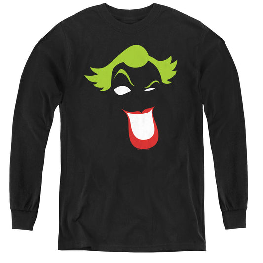 Batman Joker Simplified Long Sleeve Kids Youth T Shirt Black Officially Licensed