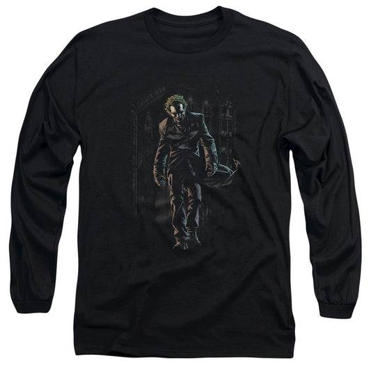 Batman Joker Leaves Arkham Mens Long Sleeve Shirt Black Officially Licensed