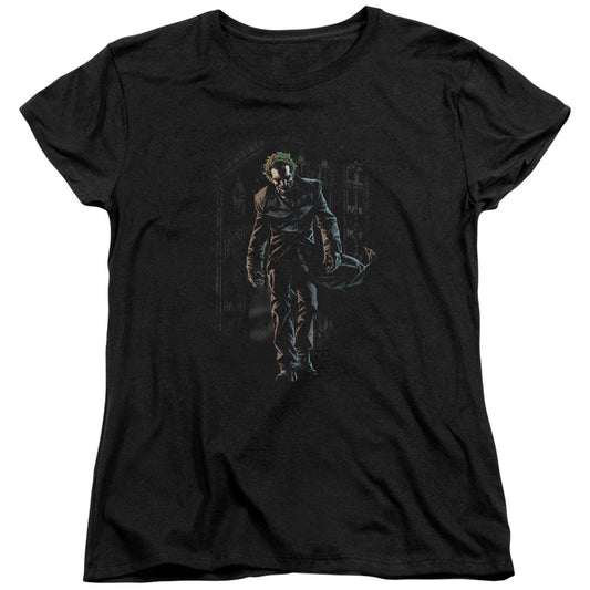 Batman Joker Leaves Arkham Womens T Shirt Black Officially Licensed