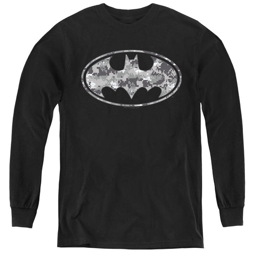 Batman Urban Camo Shield Long Sleeve Kids Youth T Shirt Black Officially Licensed