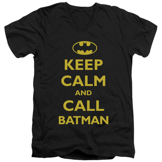 Batman Call Batman Mens Slim Fit V Neck T Shirt Black Officially Licensed