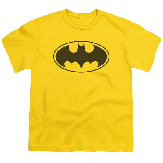 Batman Black Bat Kids Youth T Shirt Yellow Officially Licensed