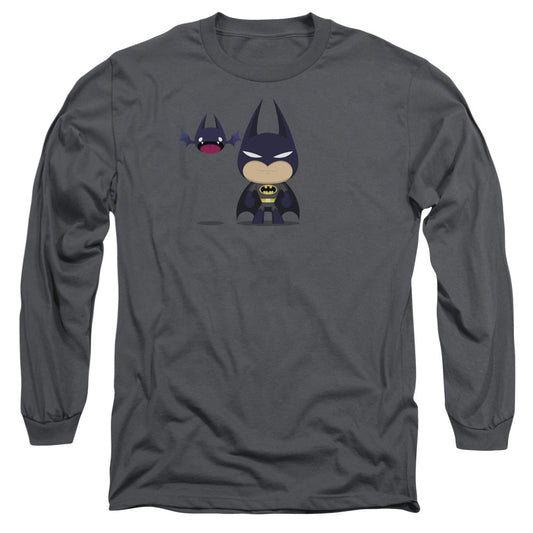 Batman Cute Batman Mens Long Sleeve Shirt Charcoal Officially Licensed