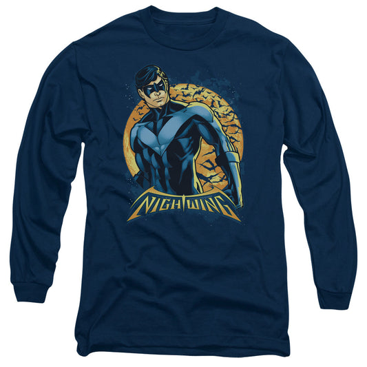 Batman Nightwing Moon Mens Long Sleeve Shirt Navy Blue Officially Licensed