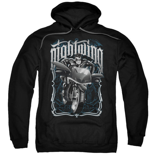 Batman Nightwing Biker Mens Hoodie Black Officially Licensed