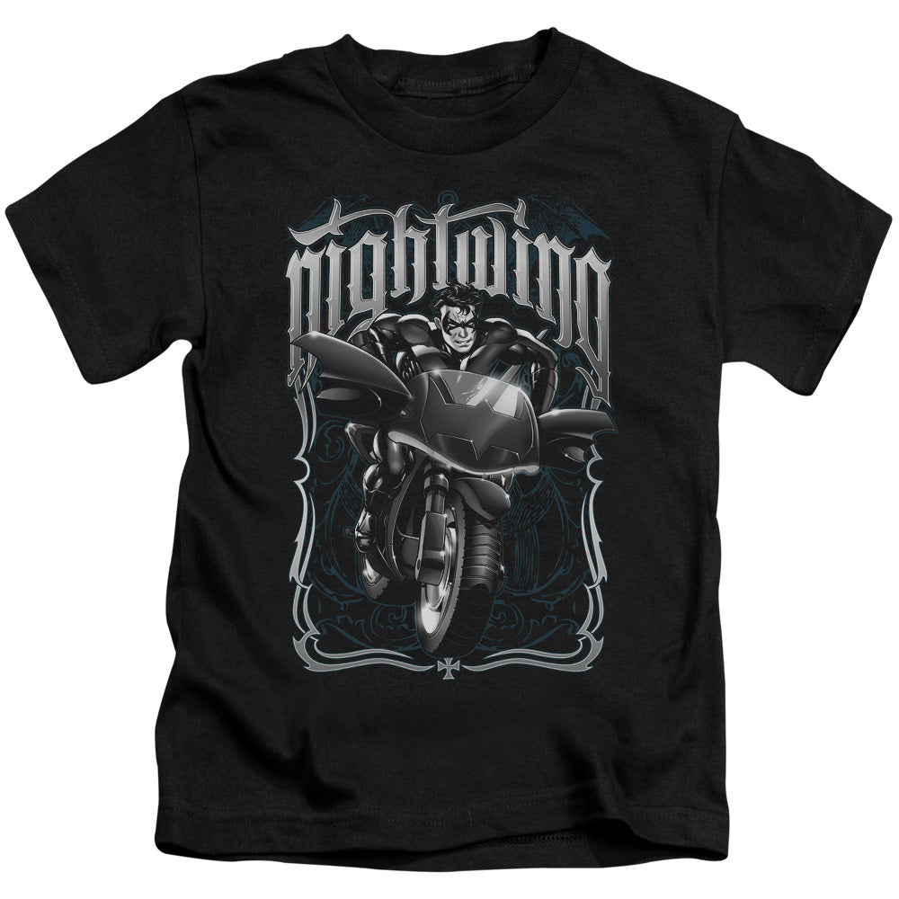 Batman Nightwing Biker Juvenile Kids Youth T Shirt Black Officially Licensed