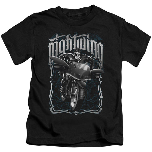 Batman Nightwing Biker Juvenile Kids Youth T Shirt Black Officially Licensed