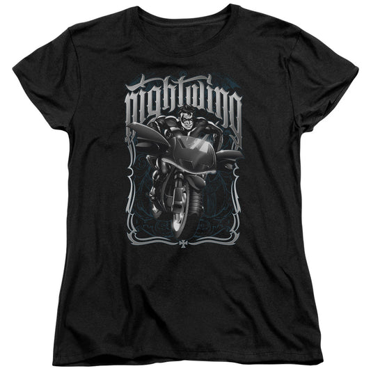 Batman Nightwing Biker Womens T Shirt Black Officially Licensed