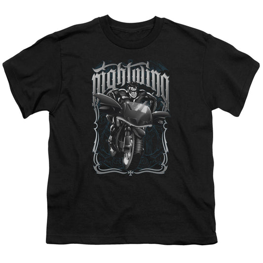 Batman Nightwing Biker Kids Youth T Shirt Black Officially Licensed