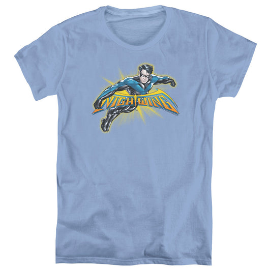 Batman Nightwing Burst Womens T Shirt Carolina Blue Officially Licensed