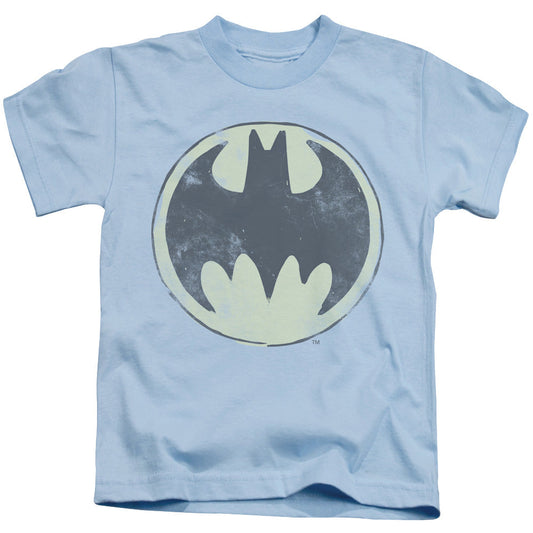 Batman Old Time Logo Juvenile Kids Youth T Shirt Light Blue Officially Licensed