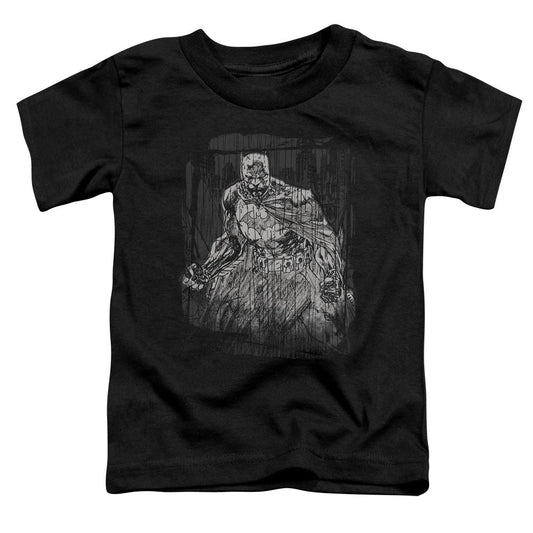 Batman Pencilled Rain Toddler Kids Youth T Shirt Black Officially Licensed
