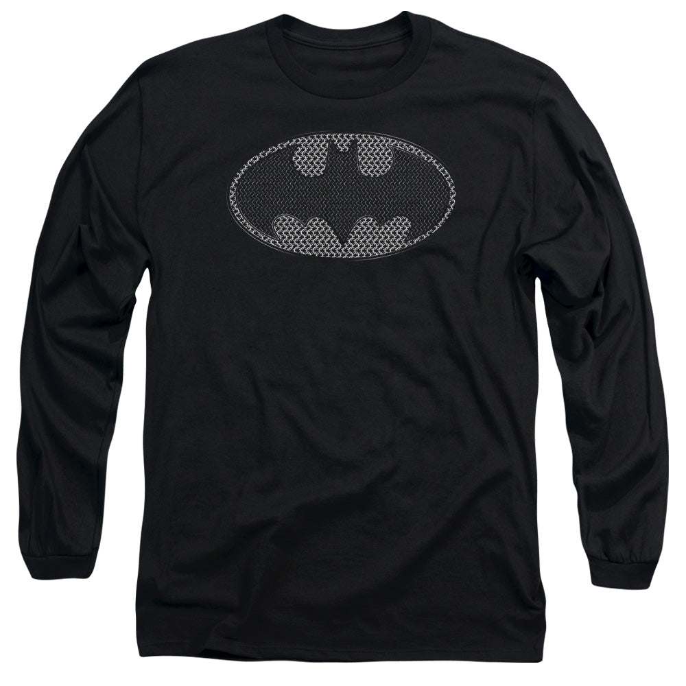 Batman Chainmail Shield Mens Long Sleeve Shirt Black Officially Licensed
