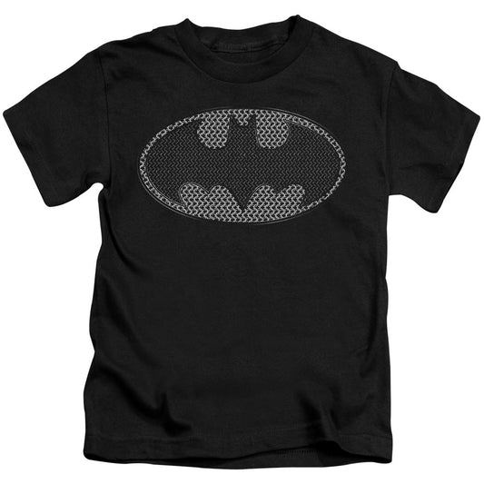 Batman Chainmail Shield Juvenile Kids Youth T Shirt Black Officially Licensed