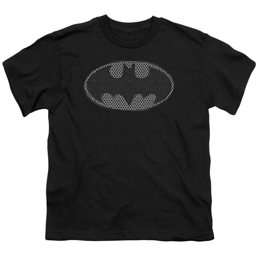 Batman Chainmail Shield Kids Youth T Shirt Black Officially Licensed