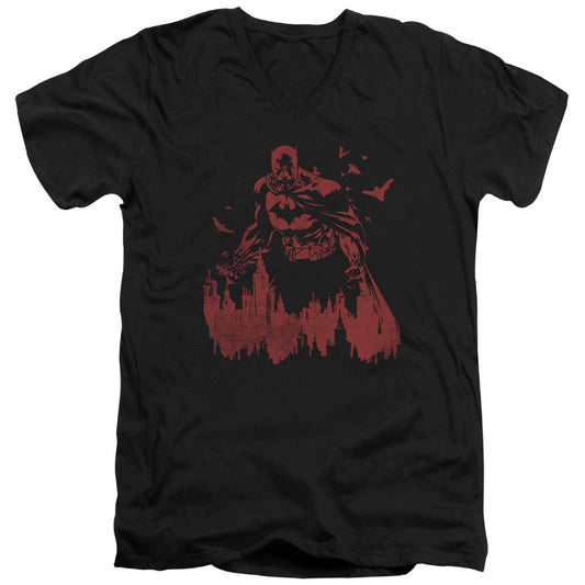 Batman Red Knight Mens Slim Fit V Neck T Shirt Black Officially Licensed