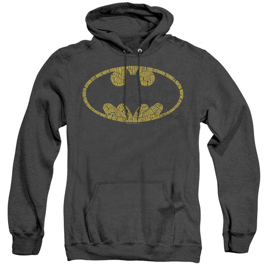 Batman Word Logo Heather Mens Hoodie Black Officially Licensed