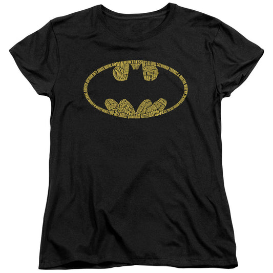 Batman Word Logo Womens T Shirt Black Officially Licensed
