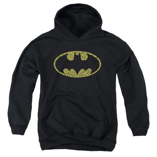 Batman Word Logo Kids Youth Hoodie Black Officially Licensed