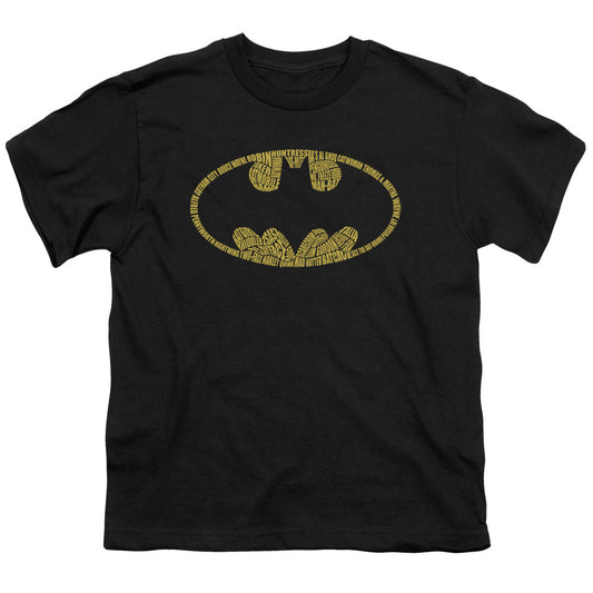 Batman Word Logo Kids Youth T Shirt Black Officially Licensed