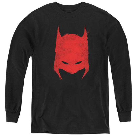 Batman Hacked & Scratched Long Sleeve Kids Youth T Shirt Black Officially Licensed