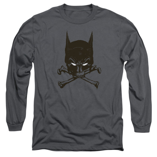 Batman Bat And Bones Mens Long Sleeve Shirt Charcoal Officially Licensed
