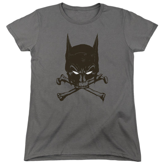 Batman Bat And Bones Womens T Shirt Charcoal Officially Licensed