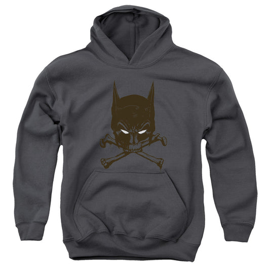 Batman Bat And Bones Kids Youth Hoodie Charcoal Officially Licensed