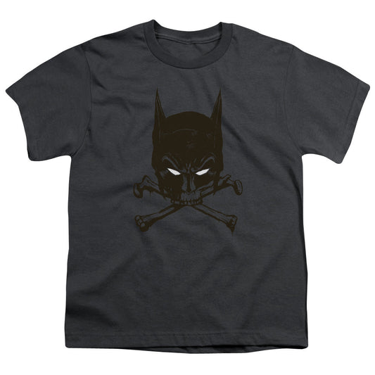 Batman Bat And Bones Kids Youth T Shirt Charcoal Officially Licensed