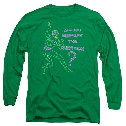 Batman Repeat Mens Long Sleeve Shirt Kelly Green Officially Licensed