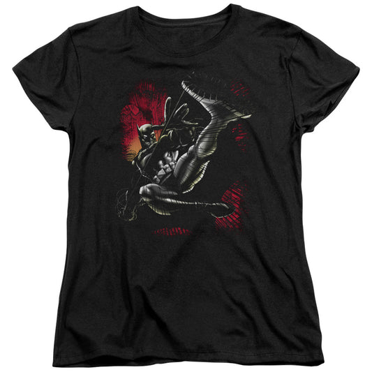Batman Kick Swing Womens T Shirt Black Officially Licensed