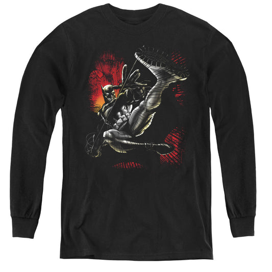 Batman Kick Swing Long Sleeve Kids Youth T Shirt Black Officially Licensed